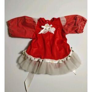 Vintage Doll Ballet Outfit Red - White Tulle - 8.5" Long - Missing Rosette
